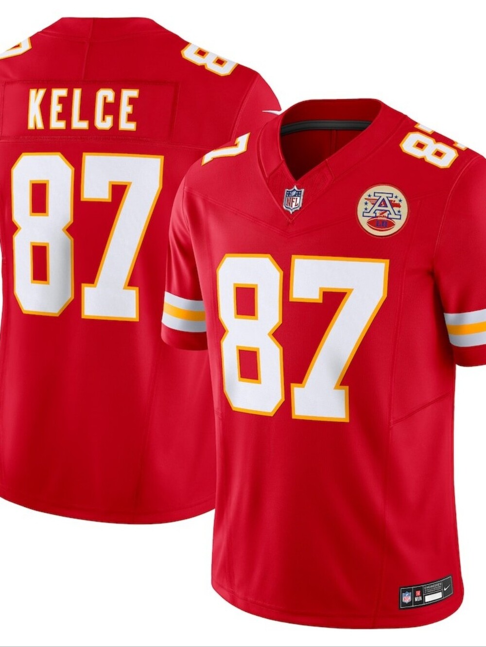 New NFL Kansas City Chiefs Red #87 Football Jersey with White and Gold Accents